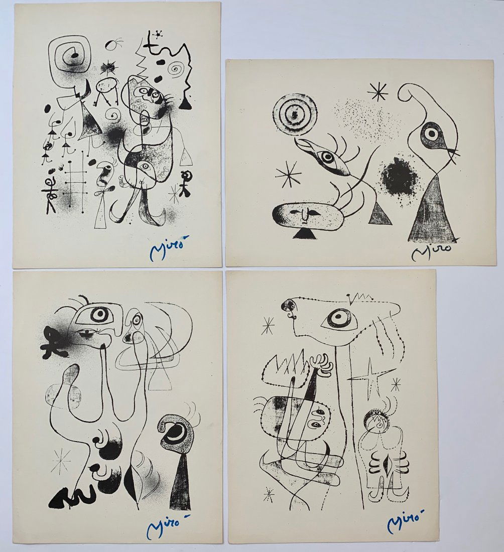 Grouping of 4 Joan Miro Lithographs (Signed) (1 of 9)