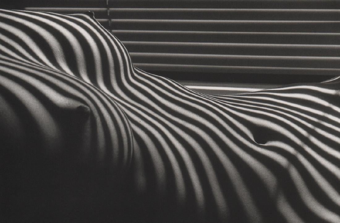 Lucien Clergue - Nude with Stripes: LUCIEN CLERGUE (1934-2014) Nude with Stripes Photo-litho 8" x 5 1/2"