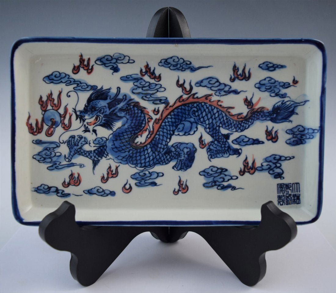 Chinese Blue Dragon Dish Tray (W/Museum Label) (1 of 7)