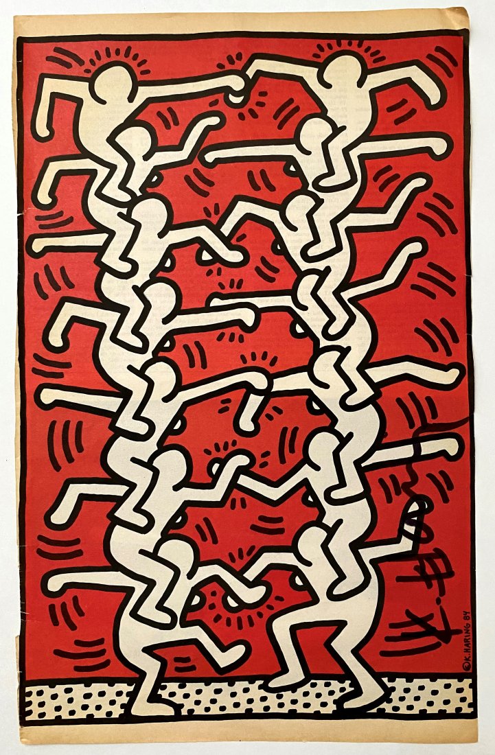 Keith Haring - Stacked Men, 1984 Print, Hand Signed (1 of 1)