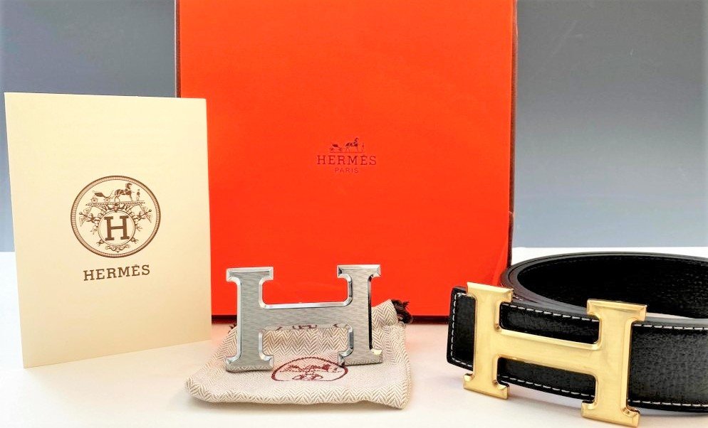 Hermes Black Mens Leather Belt and Buckle (1 of 6)