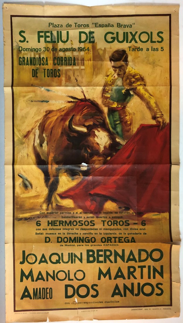 Pablo Picasso Autographed Toros Bullfighting Poster (1 of 6)