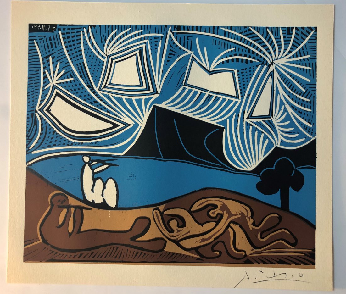 Pablo Picasso Couple et Flutistes, Linocut, Hand Signed (1 of 5)