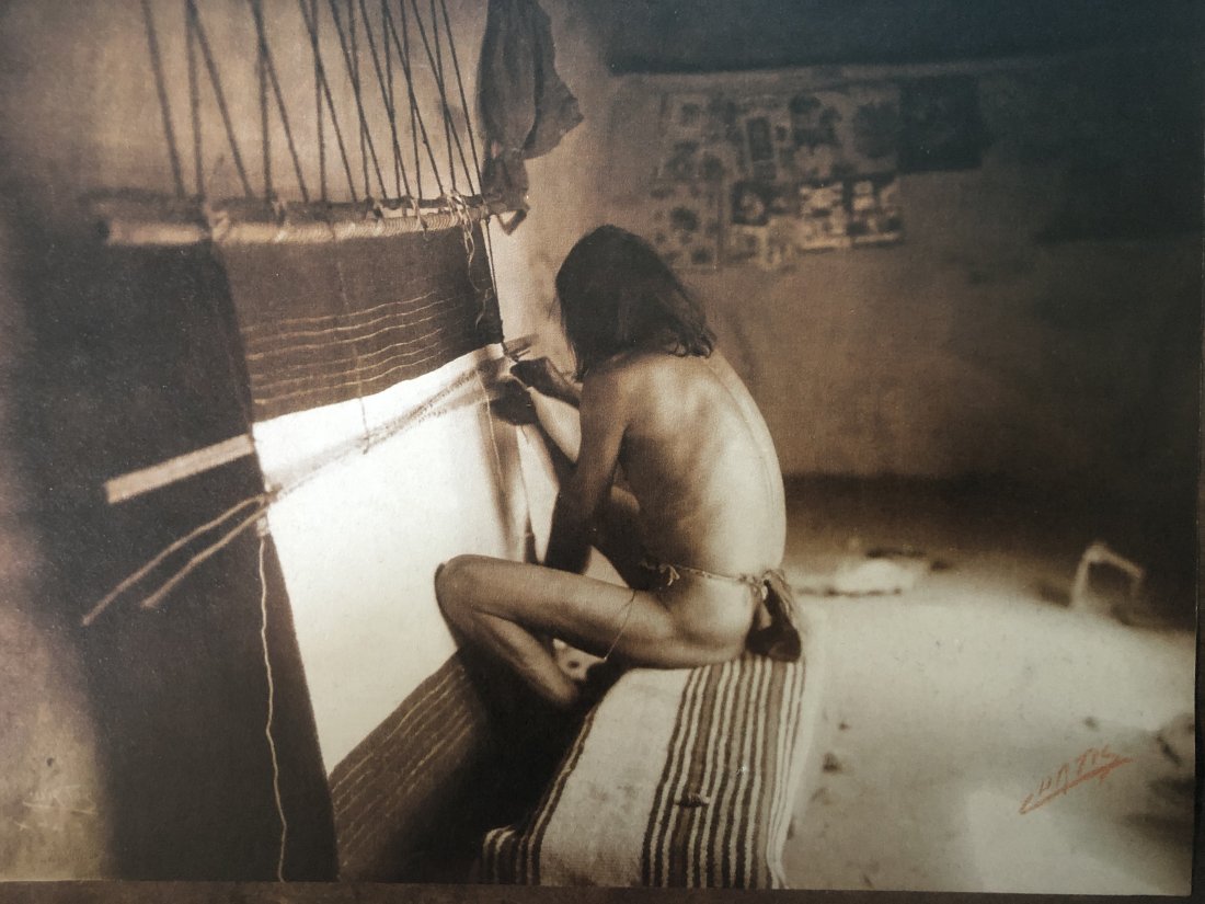 Edward Curtis - Hopi Man Weaving Blanket, 1900 (1 of 1)