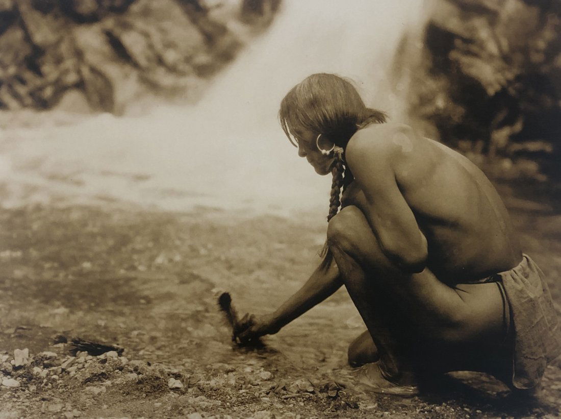 Edward Curtis - A Nambe Indian at waterfall, 1927 (1 of 1)