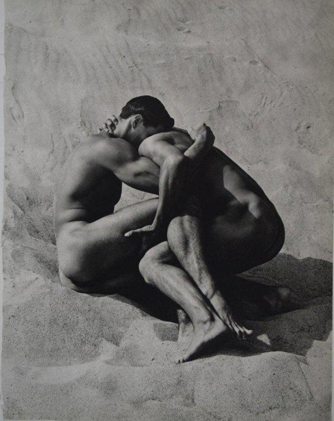 Herb Ritts - Brian and Tony in Sand: HERB RITTS (1952-2002) Brian and Tony in Sand Printed in Japan c. 1988 14" x 11"