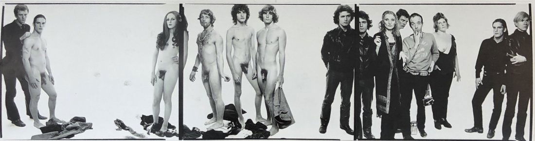 Richard Avedon - Andy Warhol and Factory Members, Photo: RICHARD AVEDON (1923-2004) Andy Warhol and Factory Members, 1969 Photograph in black and white, printed later 8" x 30"