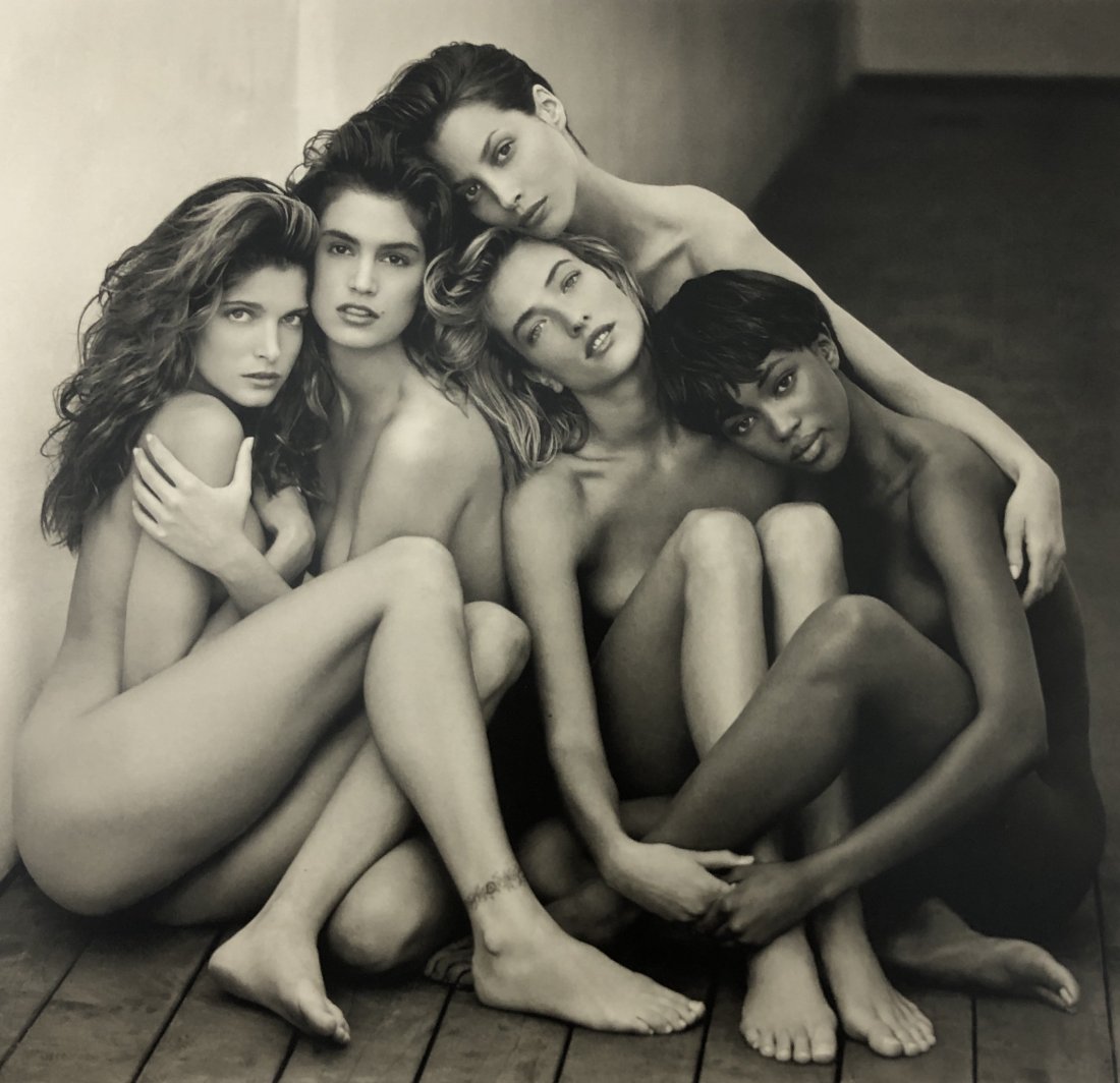 Herb Ritts - Stephanie, Cindy, Christy, Tatjana, Naomi: HERB RITTS (1952-2002) Stephanie, Cindy, Christy, Tatjana, Naomi Photo-litho 8 1/2" x 8"