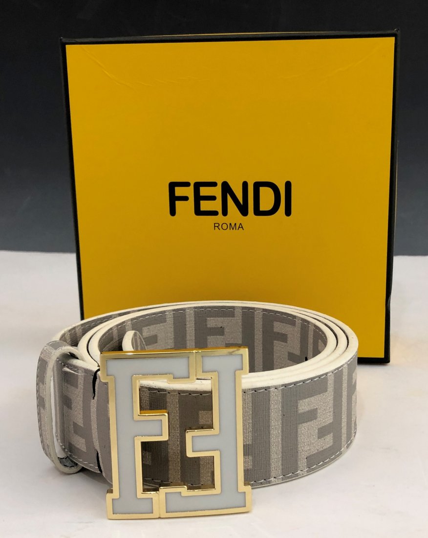 Fendi Leather Belt: FENDI (ITALIAN) Belt and buckle issued by Fendi, stamped to backside