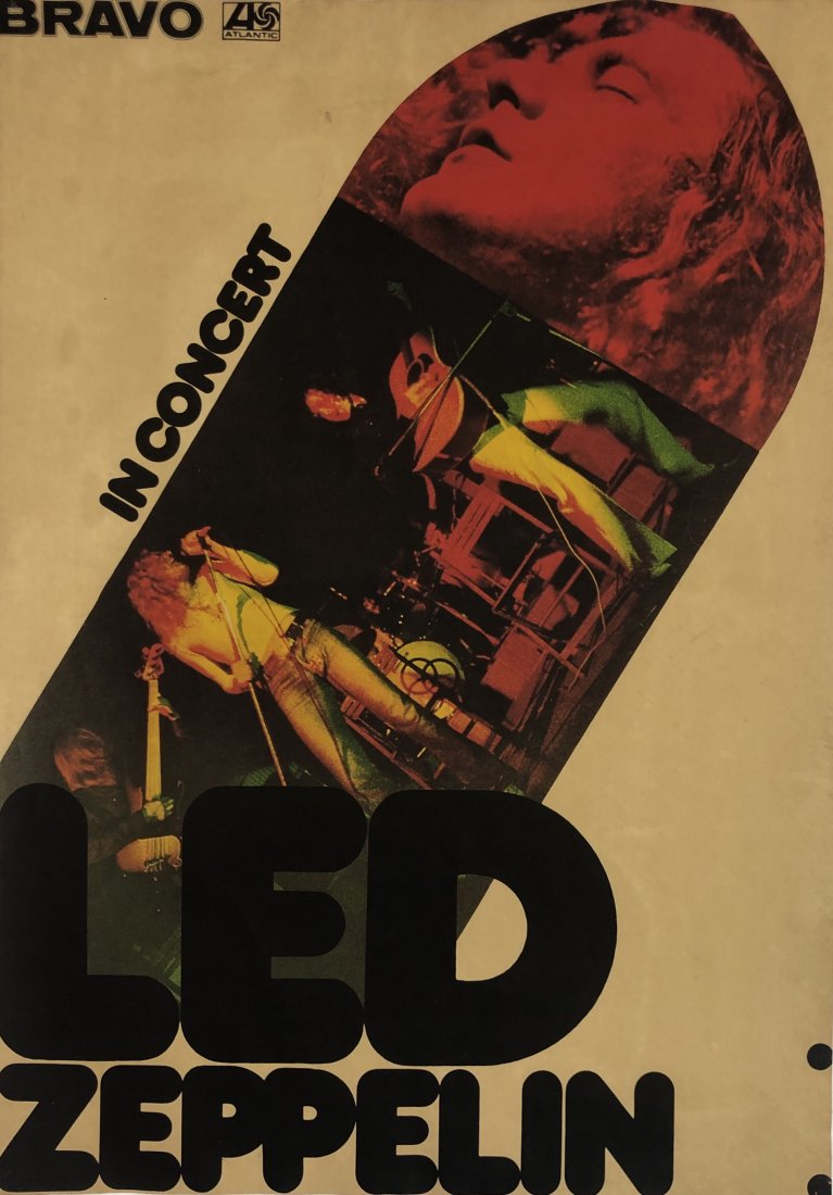 Led Zeppelin "In Concert" Poster German Tour: Poster titled "In Concert", artwork by Gunther Kaiser 32 1/2" x 23 1/4" Please note: This poster is being sold as being from an unknown printing date/edition/printer, etc. We have been unable to trace