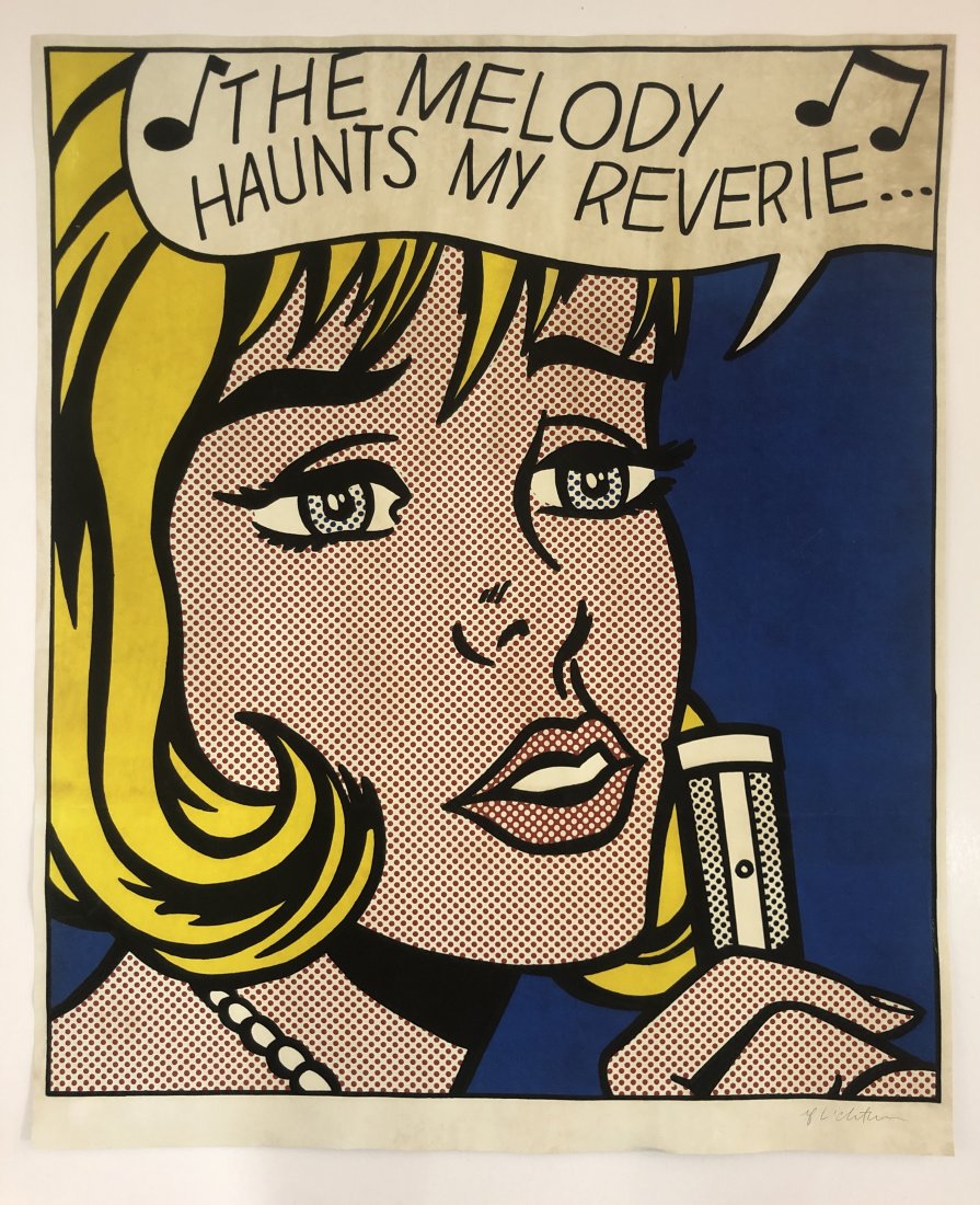 Roy Lichtenstein - Reverie, Colored Print, Hand Signed: ROY LICHTENSTEIN (1923-1997) Reverie Offset lithograph in colors 26 1/2" x 21 1/2" Signed in pencil lower right side