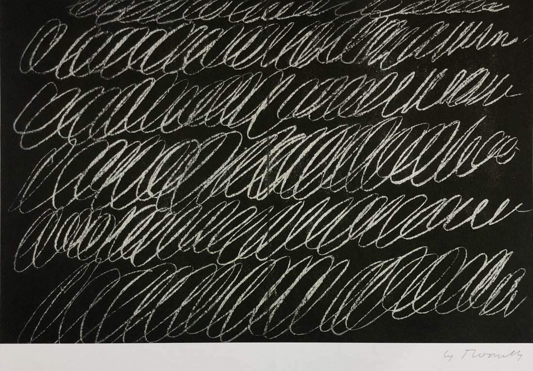 Cy Twombly, Untitled, Pencil Signed, Offset Lithograph: CY TWOMBLY (1928-2011) Untitled Offset lithograph in colors 14" x 21" Signed lower right side in pencil