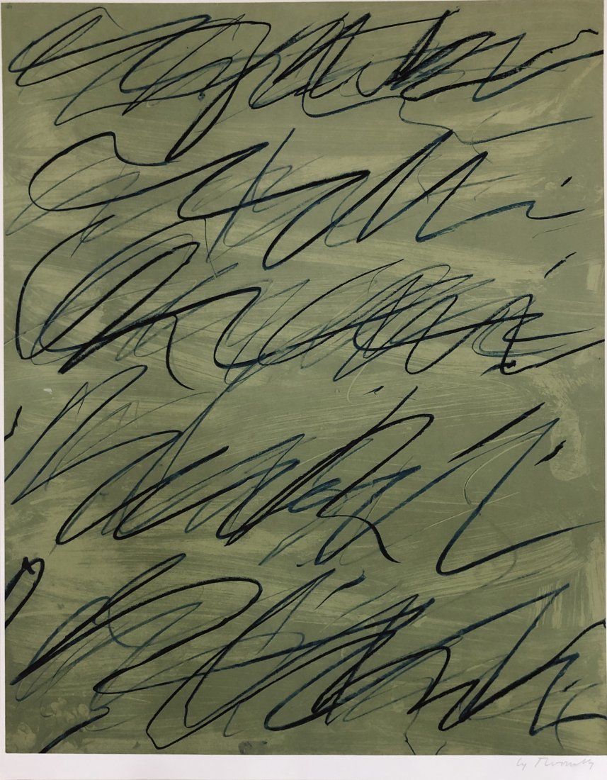 Cy Twombly - Roman Notes, Pencil Signed: CY TWOMBLY (1928-2011) Roman Notes Offset lithograph in colors 33" x 26" Signed lower right side in pencil