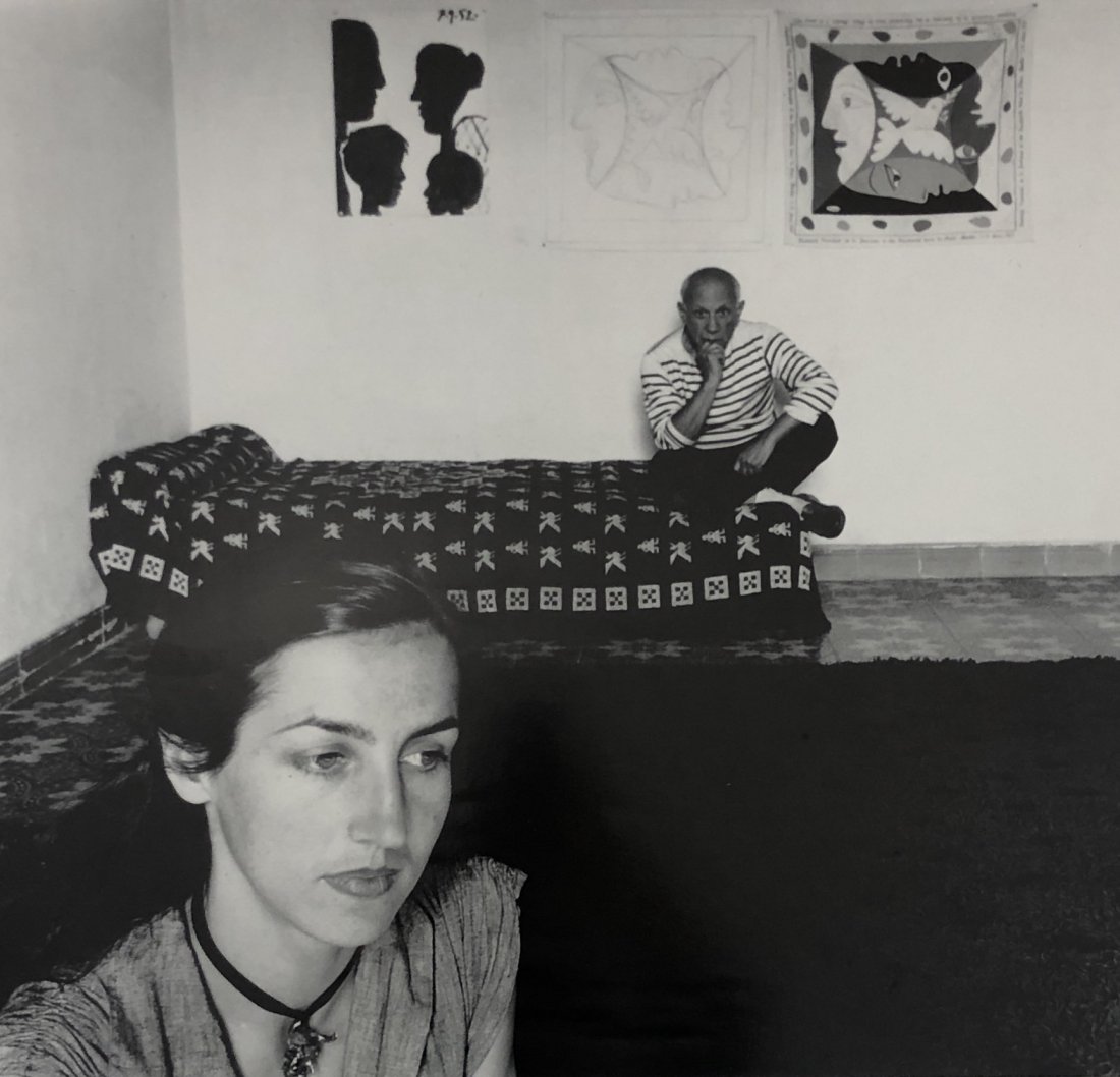 Robert Doisneau - Picasso et Gilot, 1952, Photograph: ROBERT DOISNEAU (1912-1994) Pablo Picasso, Francoise Gilot, 1952 Photograph in black and white, printed later 19" x 18"