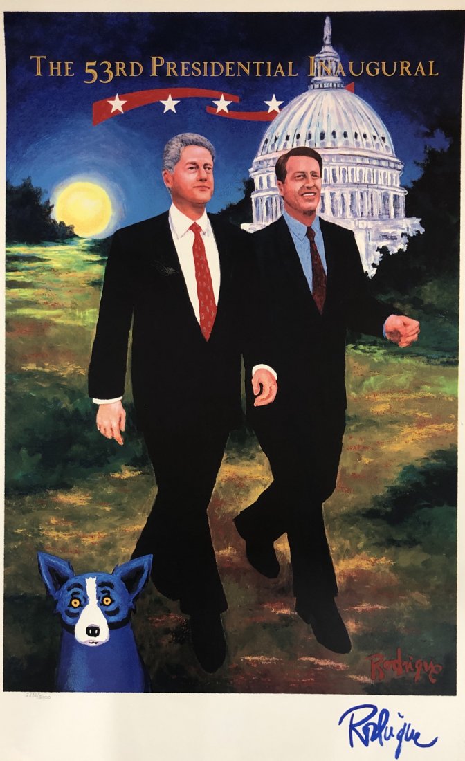 George Rodrigue - Presidential Inaugural, 1997 (Signed): GEORGE RODRIGUE (1944-2013) The 53rd Presidential Inaugural, 1997 Offset lithograph in colors Signed lower right