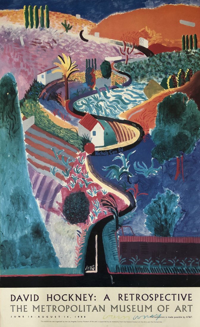 David Hockney - Metropolitan Museum Art Poster (Signed): DAVID HOCKNEY (B. 1937) Metropolitan Museum of Art, 1988 Offset lithograph in colors (poster) 39" x 24" Signed lower right side