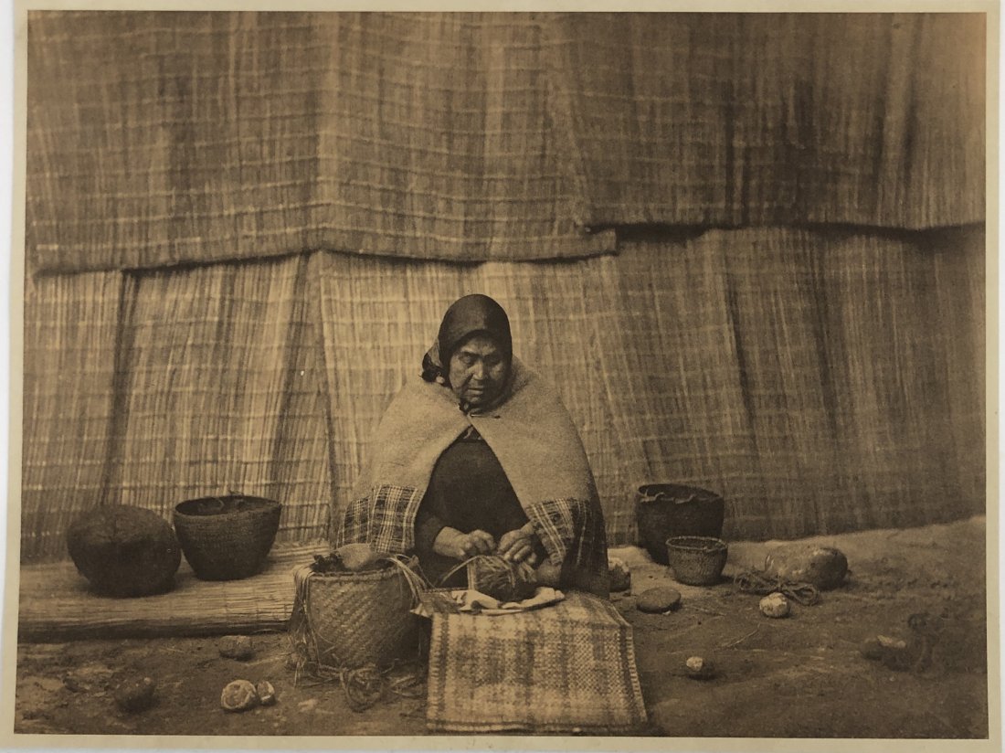 Edward Curtis - The Basket Weaver, 1899: EDWARD CURTIS (1868-1952) The Basket Weaver, 1899 Vintage print on paper 12" x 16"