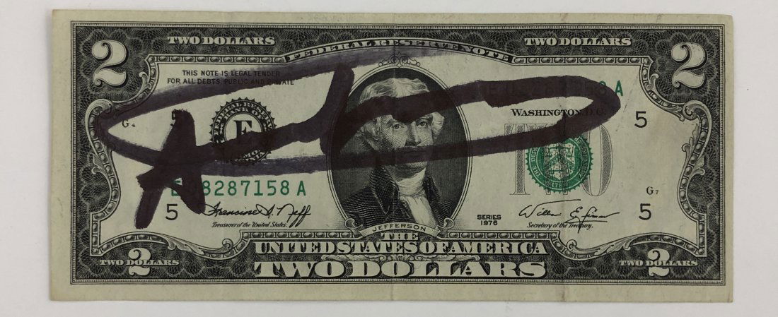 Andy Warhol - Two Dollar Bill (Hand Signed): ANDY WARHOL (1928-1987) Two Dollar Bill Signed in black ink