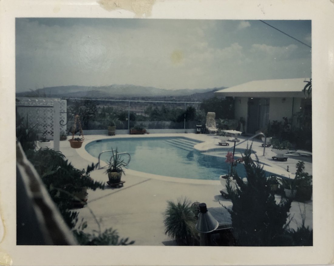David Hockney - California Swimming Pool Polaroid 1971: DAVID HOCKNEY (B. 1937) Untitled, California Swimming Pool Polaroid photograph 3 1/4" x 4 1/4" Signed to backside, inscribed by an unknown hand
