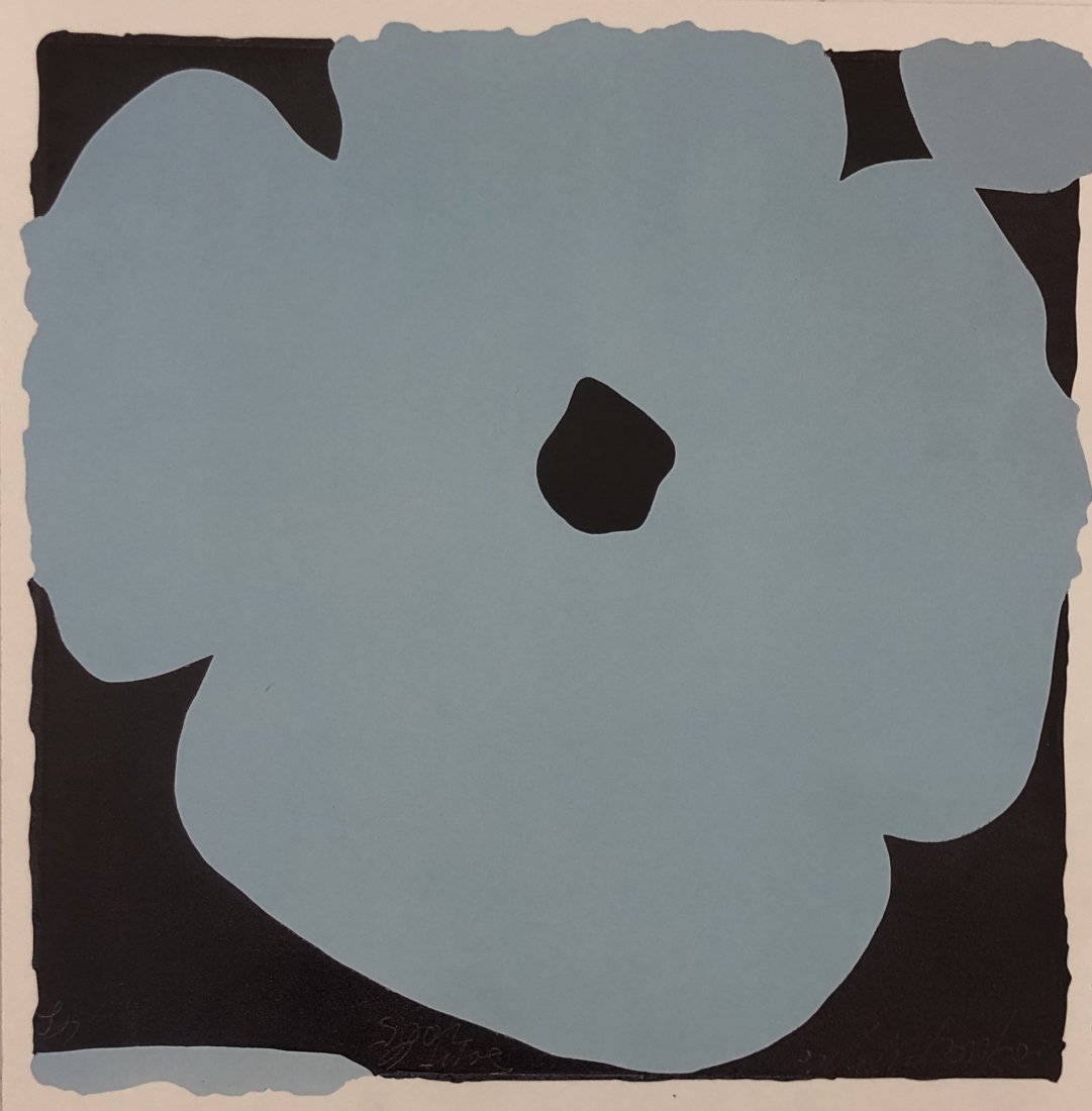 Donald Sultan - Single Blue Flower: DONALD SULTAN (B. 1951) Single Blue Flower Offset lithograph in colors 9" x 9"