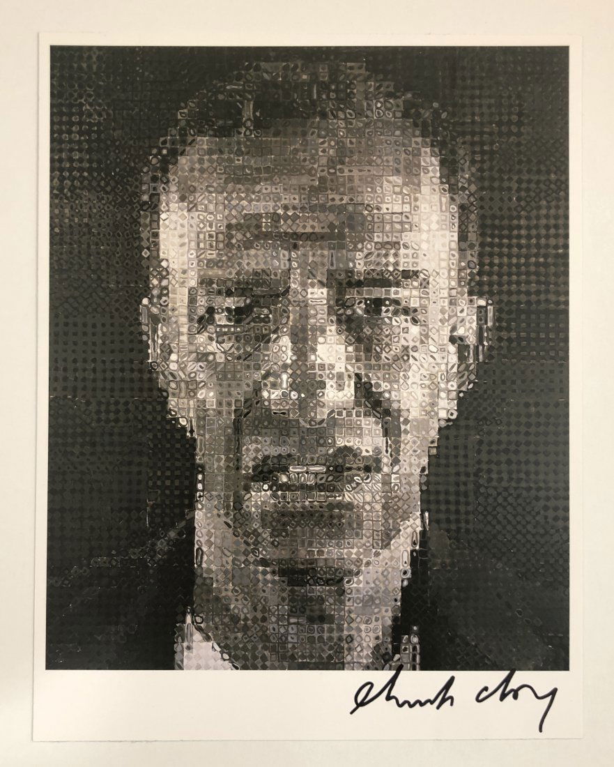 Chuck Close - Alex Katz, Hand Signed: CHUCK CLOSE (B. 1940) Alex Katz Photo-litho 13" x 10" Signed lower right side in ink