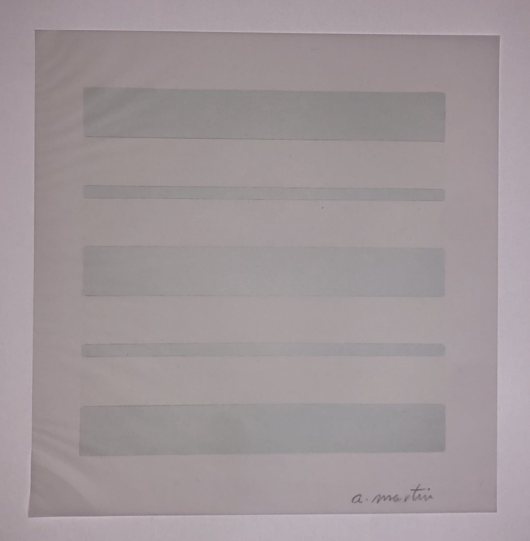Agnes Martin - Lithograph on Vellum, Hand Signed: AGNES MARTIN (1912-2004) Untitled Lithograph on vellum 11" x 11" Signed lower right side in pencil Published by Pace Gallery, New York