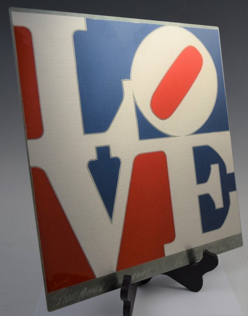 After Robert Indiana, The American Love (Aluminum): AFTER ROBERT INDIANA (1928-2018) The American Love Aluminum 14" x 13" Signed, dated lower right, titled in lower left