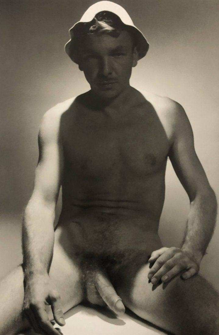 George Platt Lynes - Jared French with Hat, 1937: GEORGE PLATT LYNES (B.1907) Jared French with Hat, 1937 Photo-litho 11" x 7.5"
