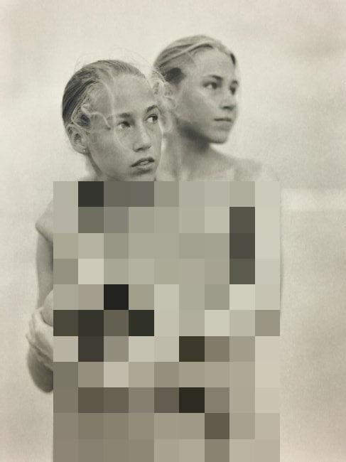 Jock Sturges- Lotte & Nikki; Montalivet, France, 1999: JOCK STURGES (B.1947) Lotte and Nikki; Montalivet, France, 1999 Photo-litho 11" x 8.5"