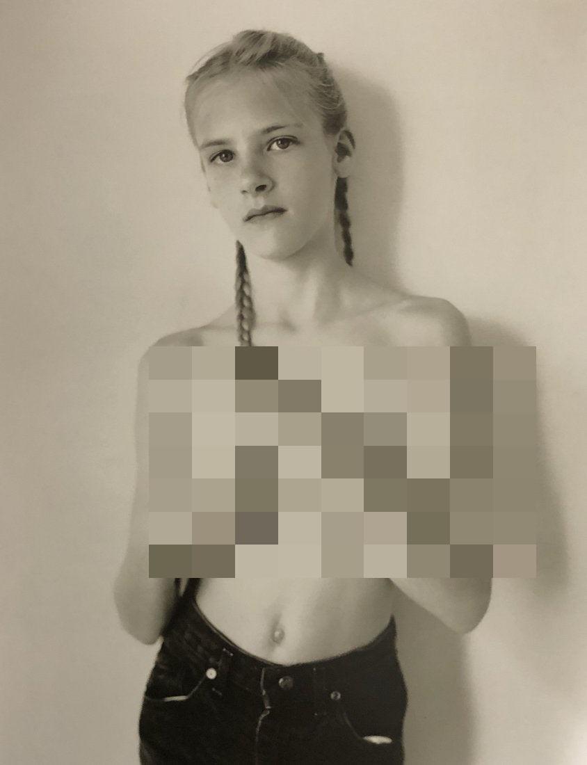 Jock Sturges - Raphaelle, Cel, Montalivet, France, 1993: JOCK STURGES (B.1947) Raphaelle, Celine, Alysha, et Danielle, Montalivet, France, 1993 Photo-litho 10.5" x 8"