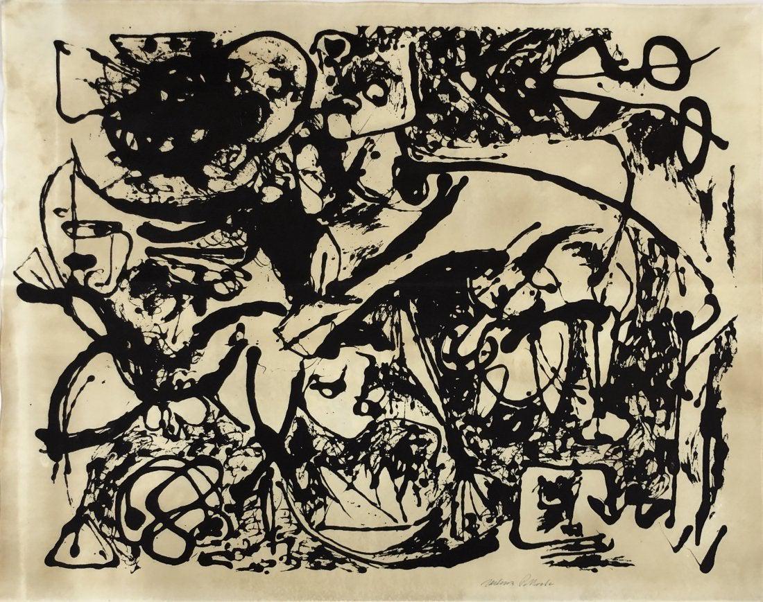 Jackson Pollock - Untitled Offset Lithograph: JACKSON POLLOCK (1912-1956) Untitled Offset lithograph on paper, unknown printing date 23" x 29"