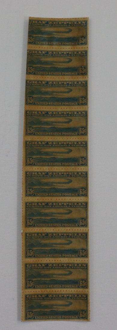 (10) 65 cent Graf Zeppelin Stamps: Grouping of (10) 65 cent Graf Zeppelin stamps U.S. Postage