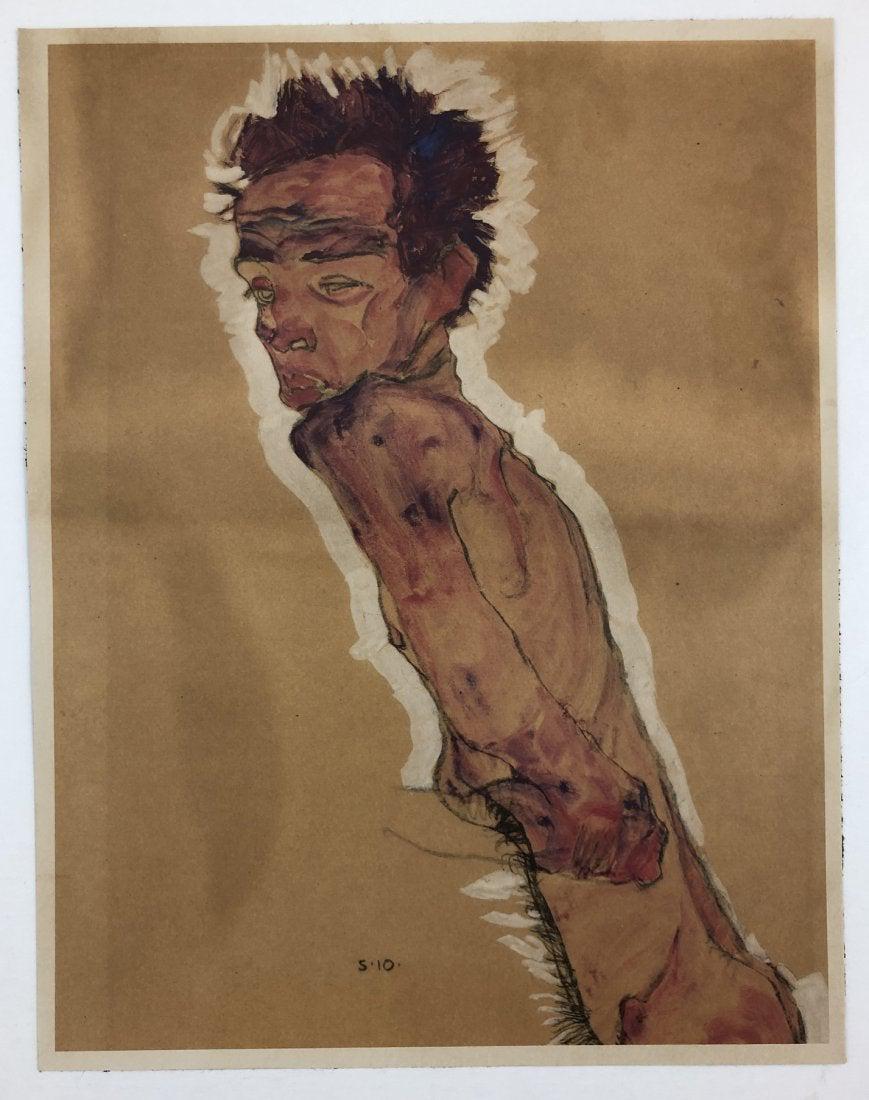 Egon Schiele - Portrait of a man, Offset Lithograph: EGON SCHIELE (1890-1918) Portrait of a man Offset lithograph in colors 13" x 10"
