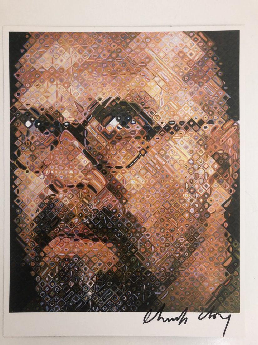 Chuck Close - Self Portrait, Hand Signed, Photo-Litho: CHUCK CLOSE (B. 1940) Self Portrait Photo-litho 13" x 10"