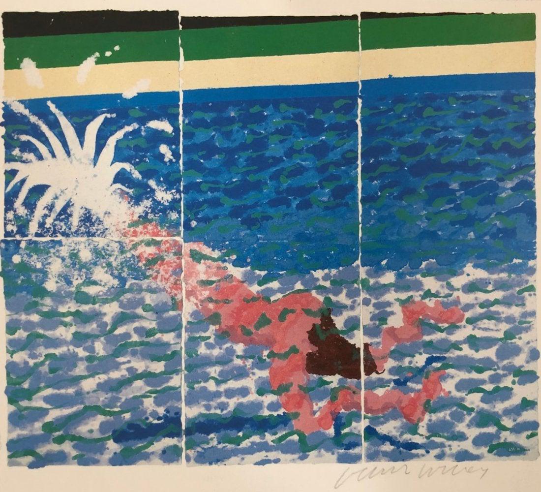 David Hockney - Swimming Pool, Pencil Signed: DAVID HOCKNEY (B. 1937) Swimming Pool Colored print on paper, mounted 8" x 8 5/8" Pencil signed lower right side