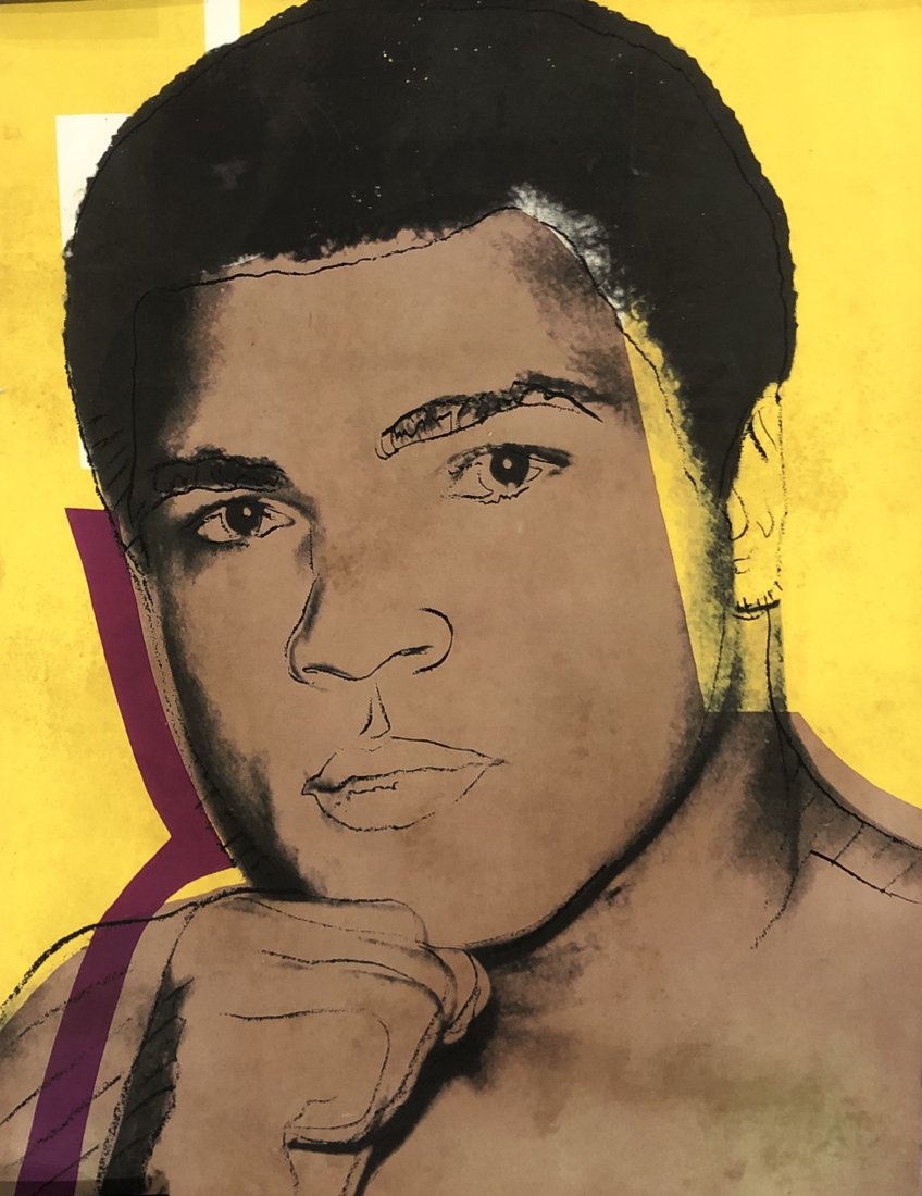 Andy Warhol - Muhammad Ali (Leo Castelli Gallery): ANDY WARHOL (1928-1987) Muhammad Ali Offset lithograph in colors on heavy wove paper 40" x 30" (size approximate) Leo Castelli Gallery stamping with inventory no.