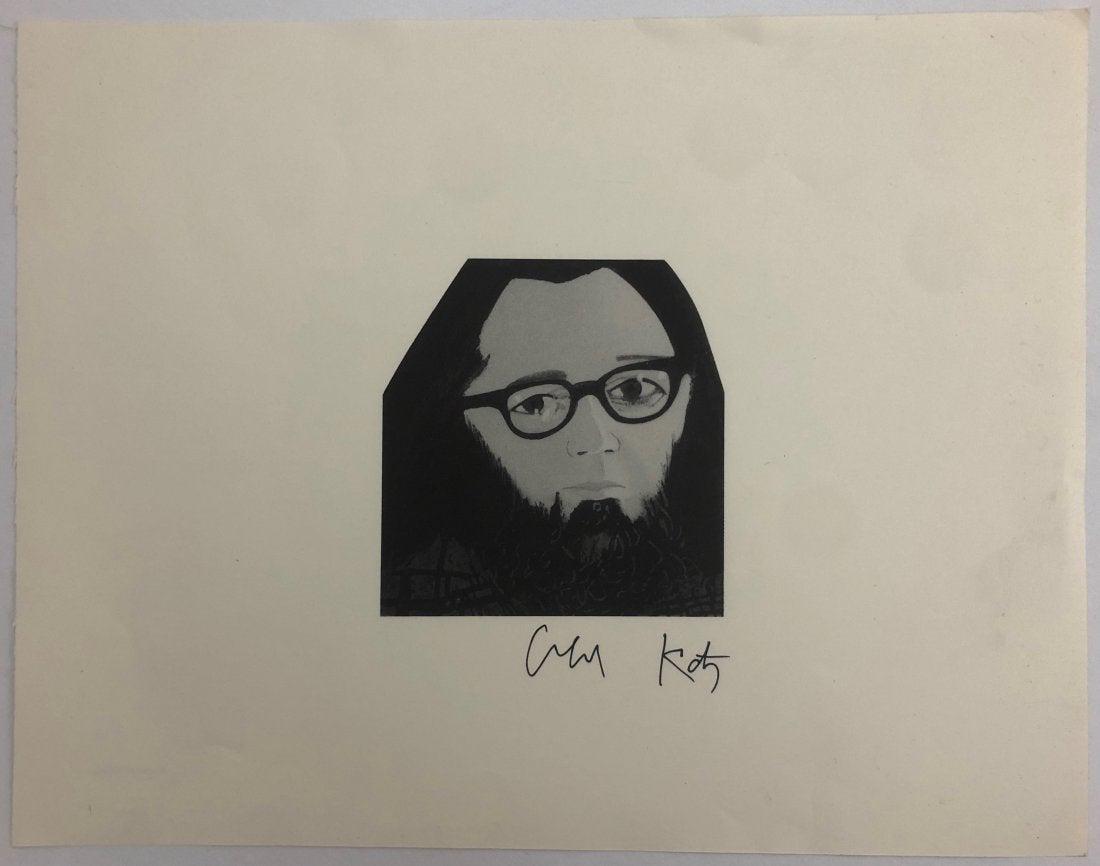 Alex Katz - Portrait, Hand Signed, Offset Lithograph: ALEX KATZ (B. 1927) Portrait (Face) Black and white offset lithograph 9" x 11 7/8" Signed lower right in black ink