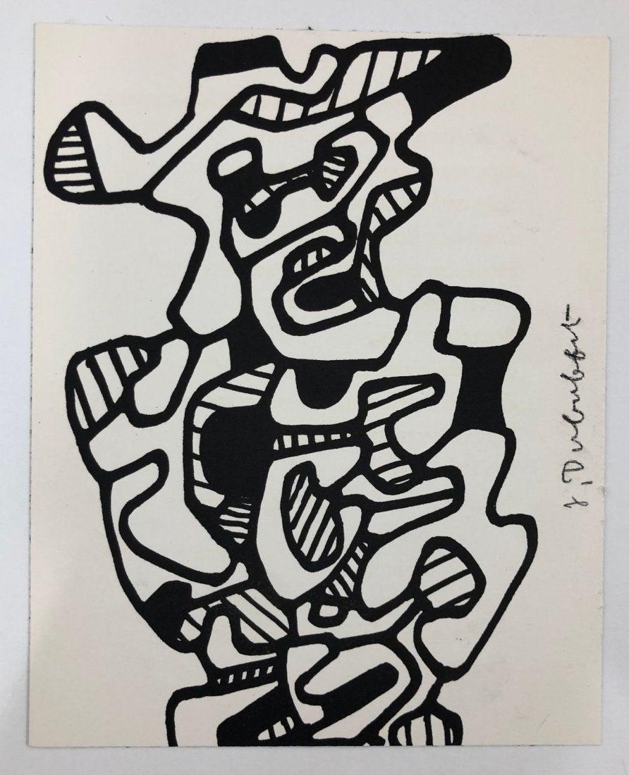 Jean DuBuffet Screenprint c. 1967, Pencil Signed: JEAN DUBUFFET (1901-1985) Untitled Screenprint in colors 10 1/2" x 8 3/8" Pencil signed towards right side Edition: Limited edition c. 1967 Publisher: Ã‰ditions Jeanne Bucher, Paris, Galerie Beyele