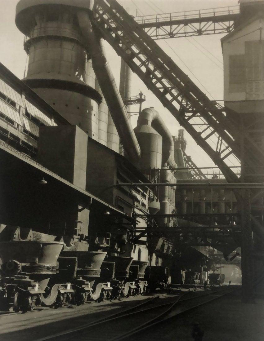 Charles Sheeler - Ford Plant River Rouge, Furnace: CHARLES SHEELER (1883-1965) Ford Plant, River Rouge, Slag Buggies and Blast Furnace Photo-litho Printed circa first half 20th c. 8 3/8" x 6 5/8"