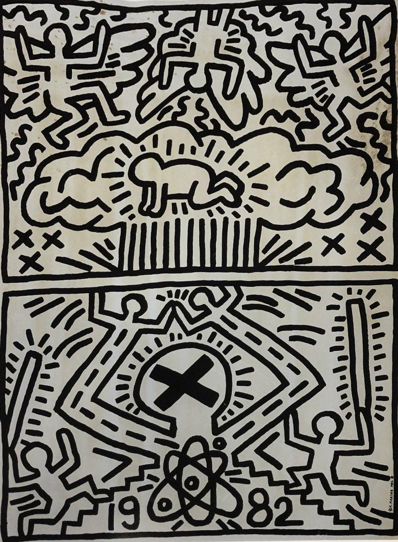 Keith Haring - Nuclear Disarmament Poster: KEITH HARING (1958-1990) Nuclear Disarmament Offset lithograph on paper 23 5/8" x 17 1/2" (size approximate) Printed circa last quarter of 20th c.