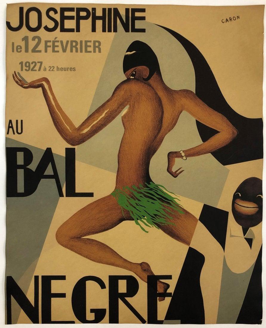 Paul Colin Josephine Baker "Bal Negre" Lithograph: PAUL COLIN (1892-1985) lithograph titled "Josephine Baker (Bal Negre)" original design by Caron Text reads: "Josephine le 12 Fevrier 1927 a 22 heures Au Bal Negre" 16 3/4" x 13 5/8"