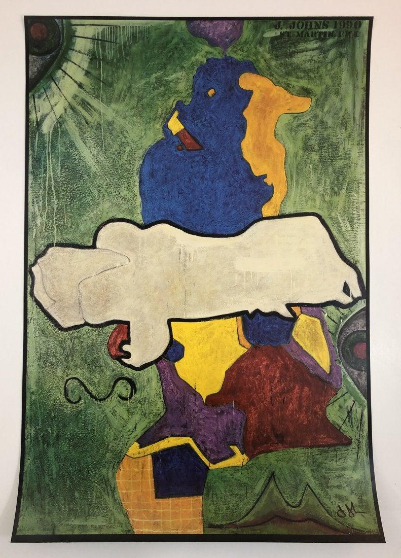 Jasper Johns - St. Martin FWI 1990, Hand Signed: JASPER JOHNS (B. 1930) St. Martin FWI, 1990 Offset lithograph in colors on heavy paper 34" x 23" Hand signed in black ink lower right side