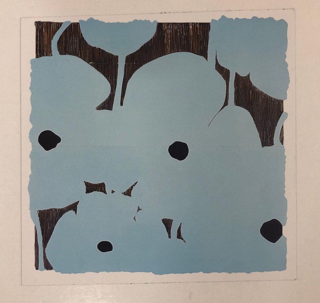 Donald Sultan - Light Blue Flowers, 2003, Offset Litho: DONALD SULTAN (B. 1951) Light Blue Flowers, 2003 Offset lithograph on paper Printed circa 2000's 9" x 9"