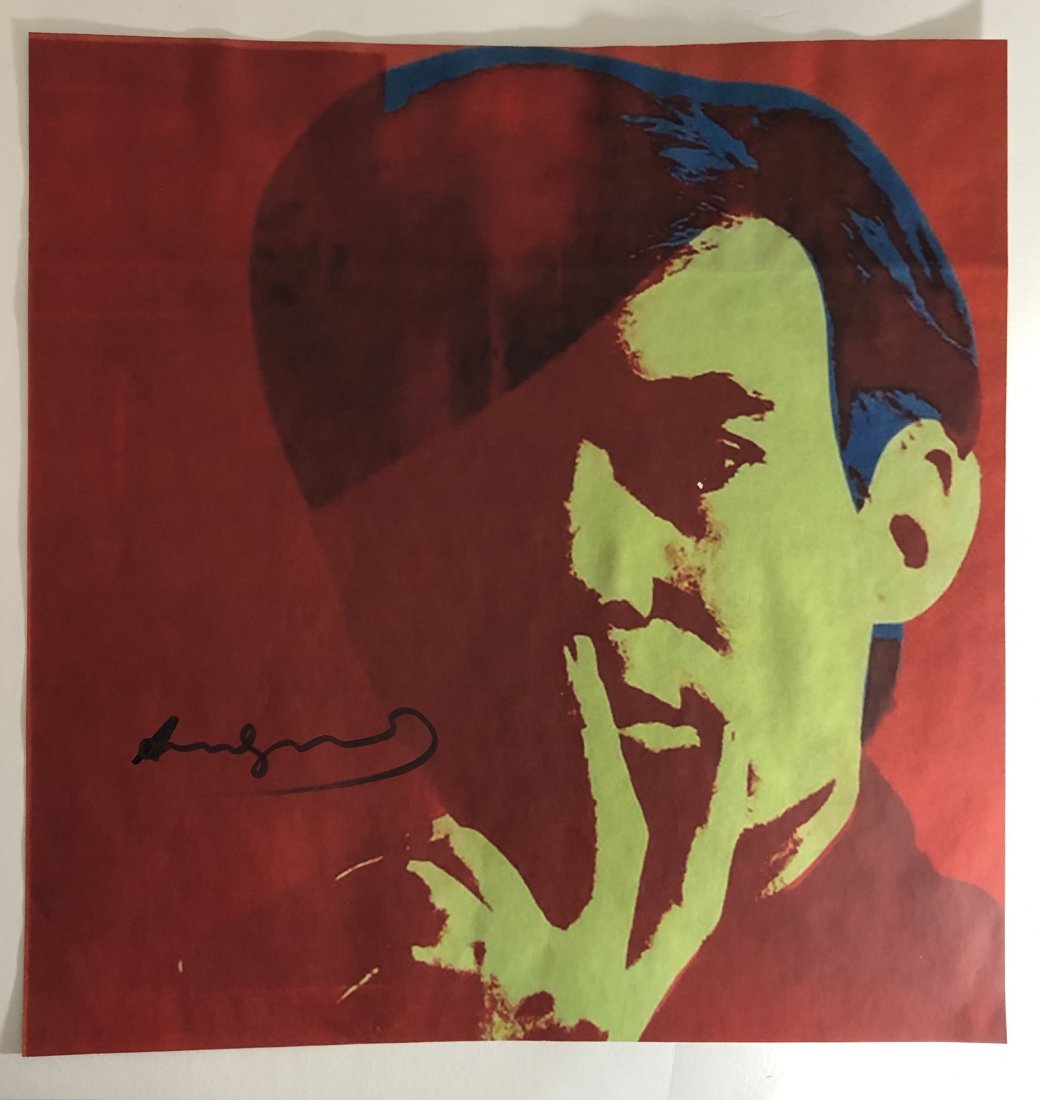 Andy Warhol - Self Portrait (Hand Signed): ANDY WARHOL (1928-1987) Self Portrait Offset lithograph on heavy paper 18" x 17 1/2" Signed lower left side in black ink