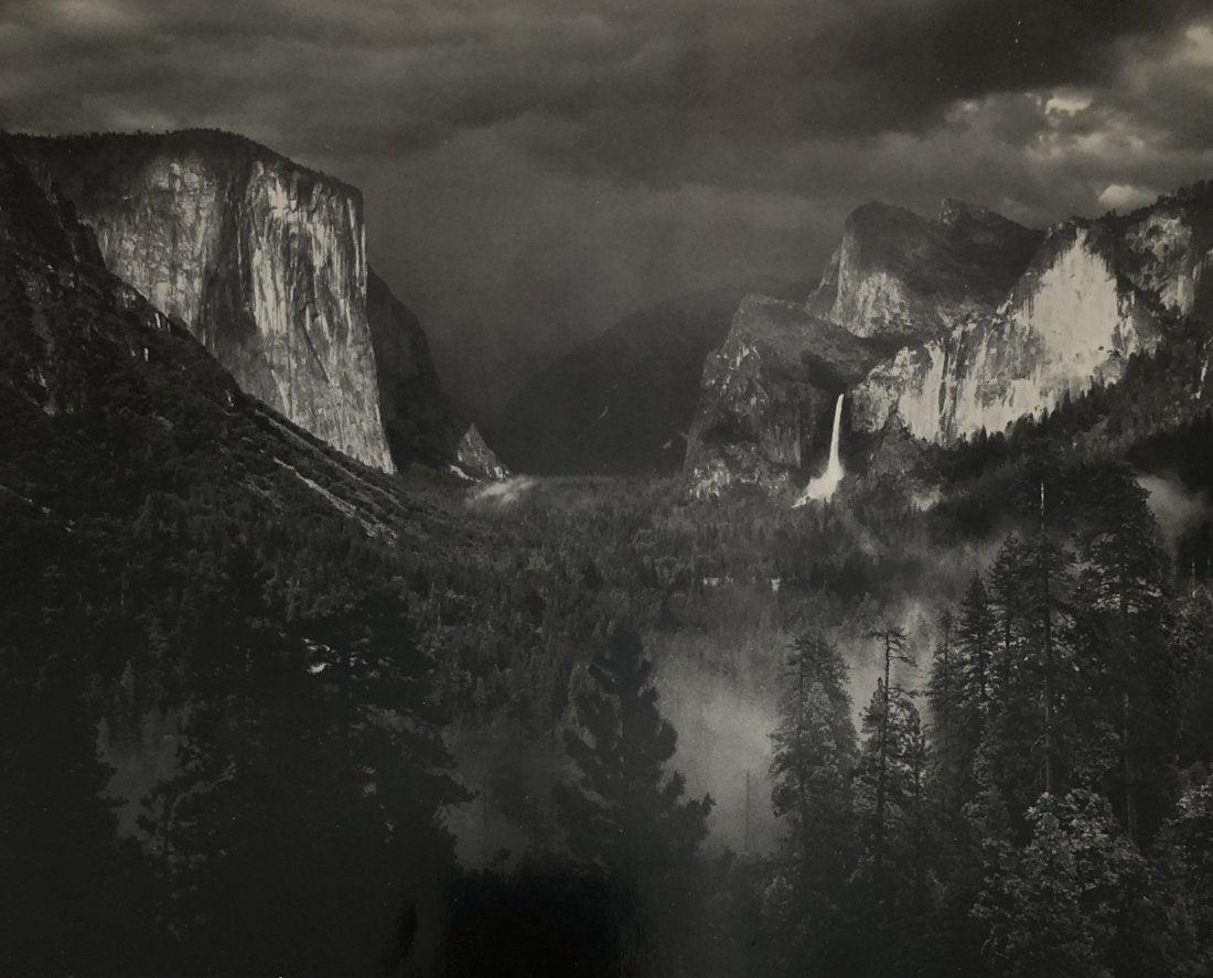 Ansel Adams - Yosemite Valley, Thunderstorm: ANSEL ADAMS (B.1902-1984) Yosemite Valley, Thunderstorm Black and white photo on glossy paper 7 1/2" x 9 1/2" Printed second half of 20th Century