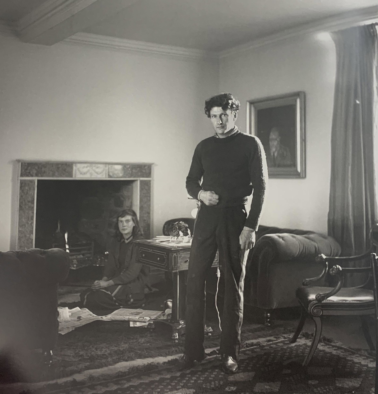 Cecil Beaton - Lucian Freud, Photo-Litho: CECIL BEATON - (B.1904-1980) Lucian Freud and Caroline Blackwood, Coombe Priory, Dorset Photo-Litho Printed circa late 20th Century 10 5/8" x 10 1/4" (Image Size)