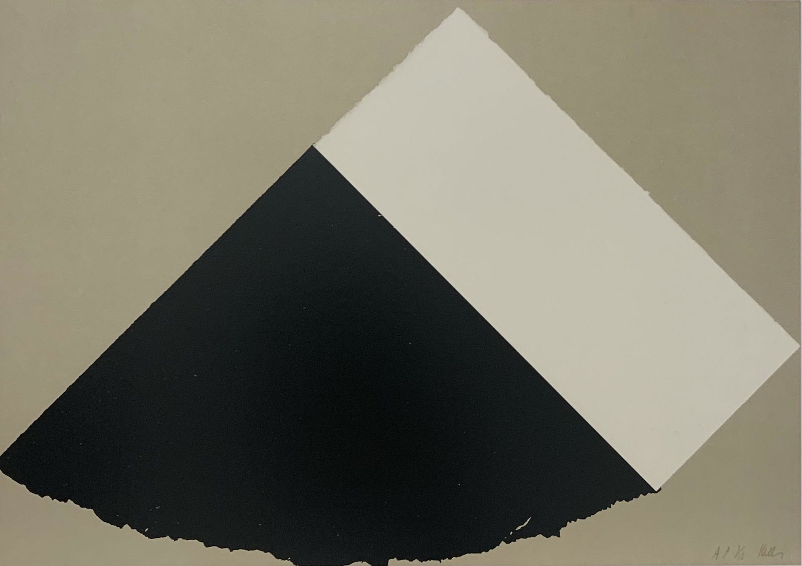 Ellsworth Kelly - Dark Gray, Colored Offset-lithograph: ELLSWORTH KELLY(B. 1923-2015) Dark Gray and White Colored Offset lithograph Printed circa late 20th Century 6 1/2" x 9" (Image Size)