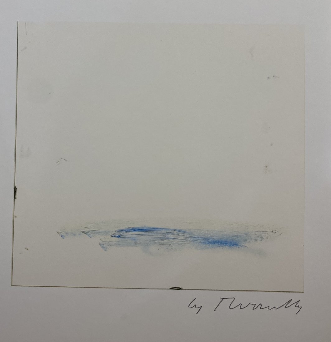 Cy Twombly Untitled, Pencil Signed: CY TWOMBLY (1928-2011) Untitled (Blue) Colored offset lithograph 10 1/2" x 9" Signed lower right side in pencil
