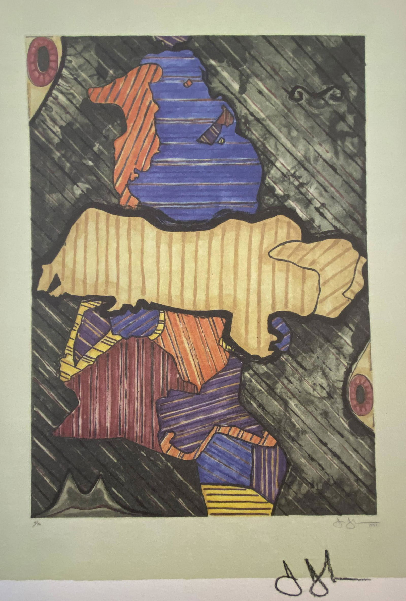 Jasper Johns Green Angel (Hand Signed): JASPER JOHNS (B. 1930) Colored offset lithograph on heavy wove paper 10 3/4” x 8 3/4” (approximate image size) Signed lower right in pencil