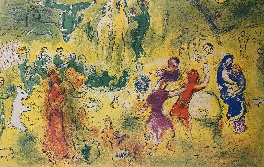 Marc Chagall Pencil Signed Offset Lithograph: MARC CHAGALL (1887-1985) Untitled Offset lithograph on paper 12 1/2" x 18 3/4" Signed lower right side in pencil